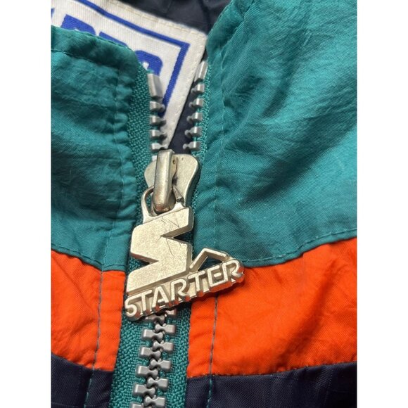 Vintage Miami Dolphins Jacket Mens Large NFL Pro Line Starter Teal Nylon Hooded - Picture 4 of 16